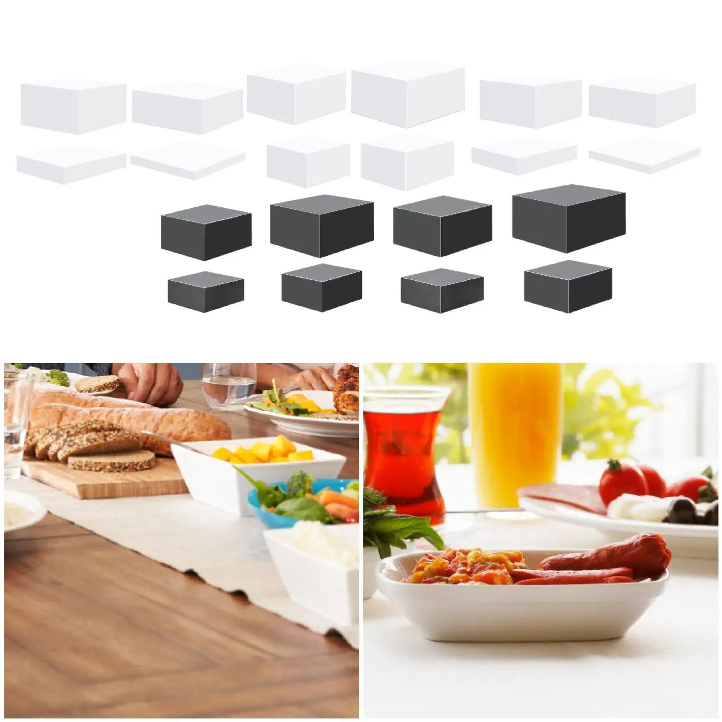 4x Acrylic Display Riser Box Food Display Stand Table Stand Nesting Riser Stands for Food Cake Collection Jewelry Cosmetics